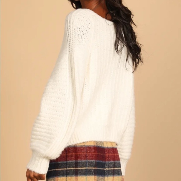 Free People Carter Pullover Ivory Fuzzy Size Large - Picture 3 of 8